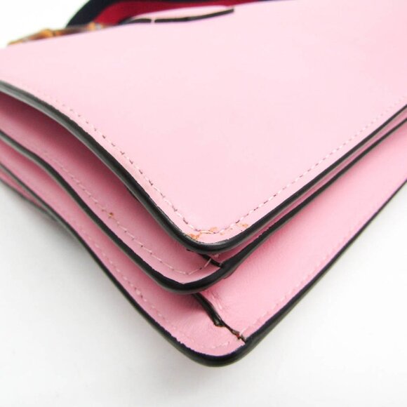 GUCCI Pink Leather Bamboo Shoulder Bag - Picture 4 of 16